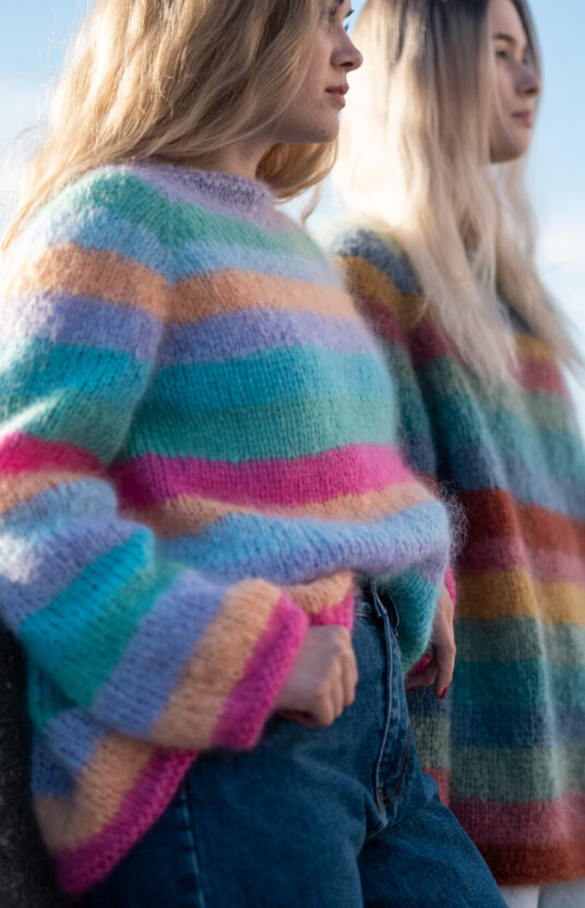 knit sweater solid color fluffy mohair knit mila