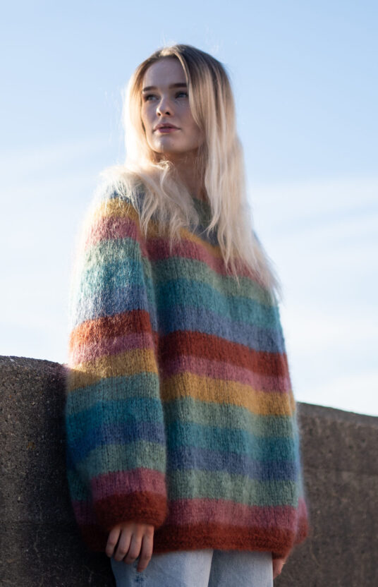knit sweater solid color fluffy mohair knit mila