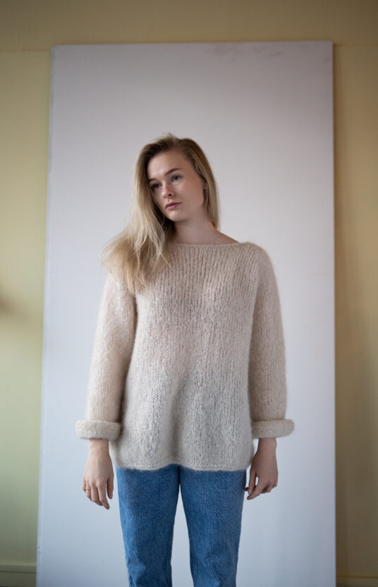 knit sweater solid color fluffy mohair knit mila