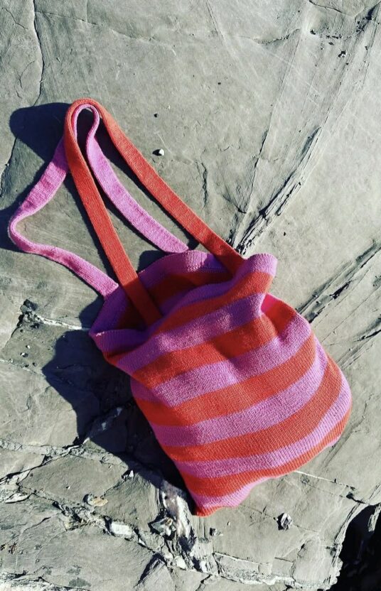 knitted totebag pattern in cotton yarn. Knitted tote bag pattern in cotton yarn