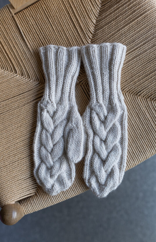 Knitted mittens with cable pattern, gift idea, knit