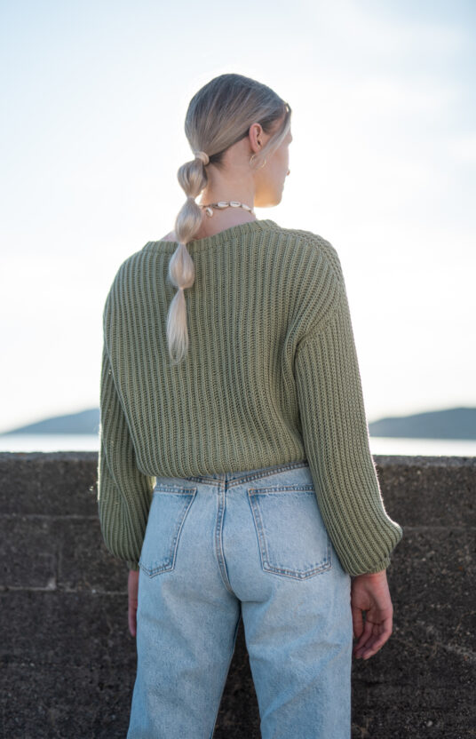 Top-down raglan sweater