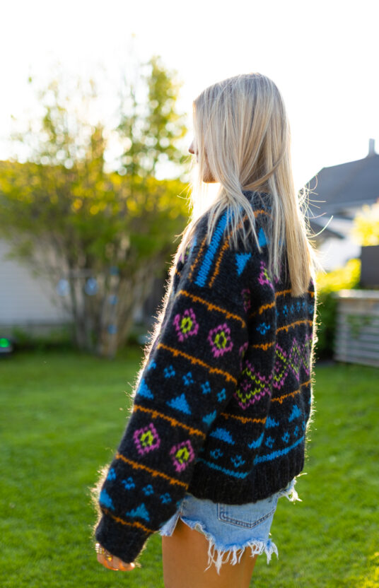 Knitted sweater 80s inspiration knitting pattern sweater pattern and color women