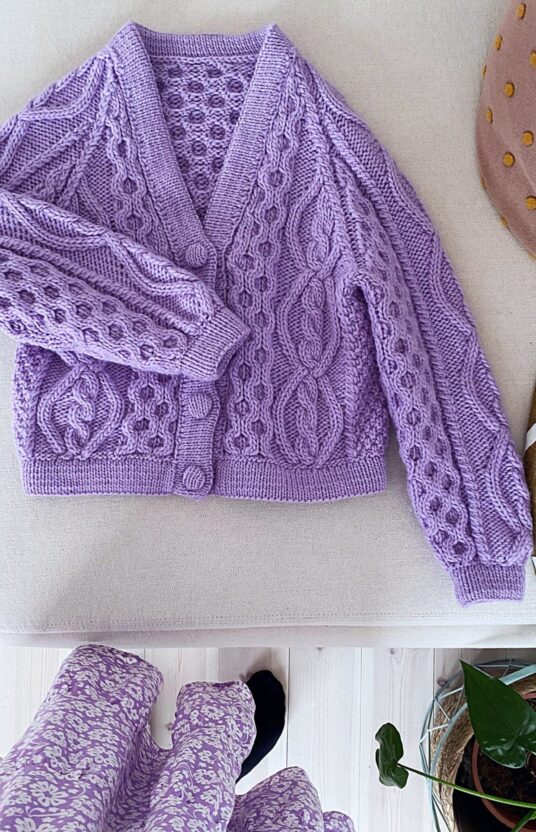 Knitting pattern for jacket with cables and texture