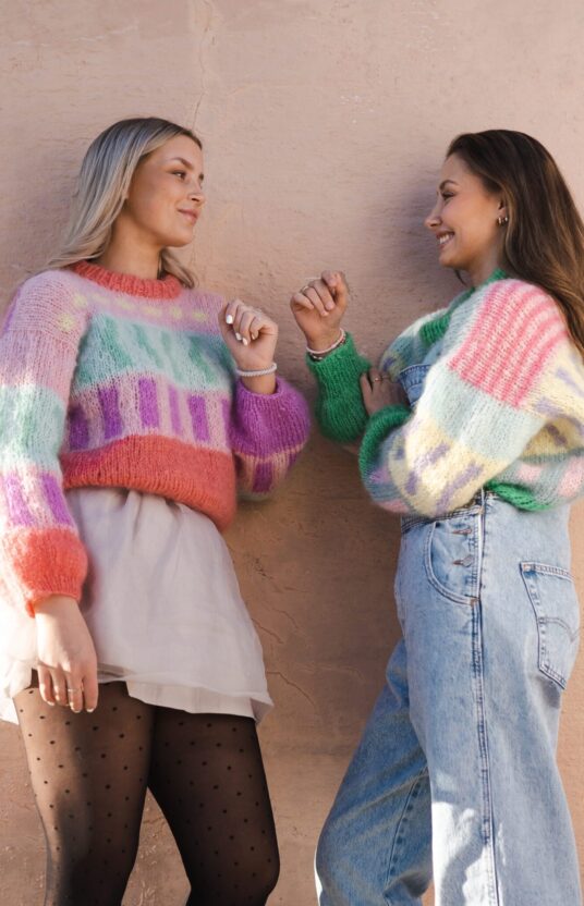 Colorful knit sweater women's pattern