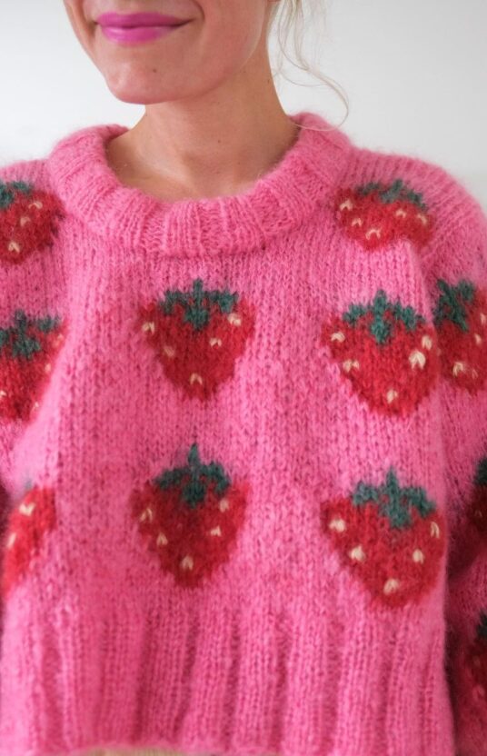 women's fruity strawberry knit sweater pattern