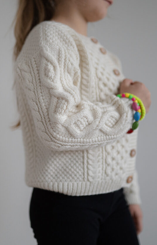 Cable knit cardigan for children