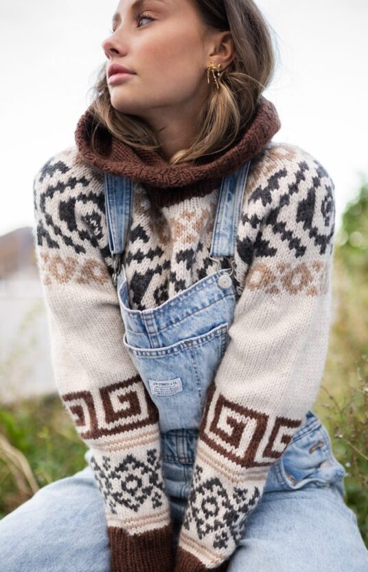 Pattern knit women cool sweater