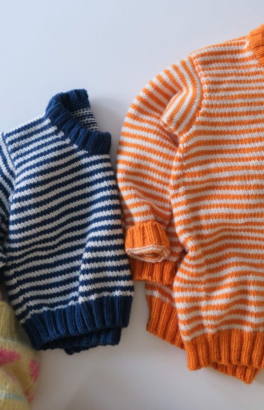 knitted sweater child with stripes pattern