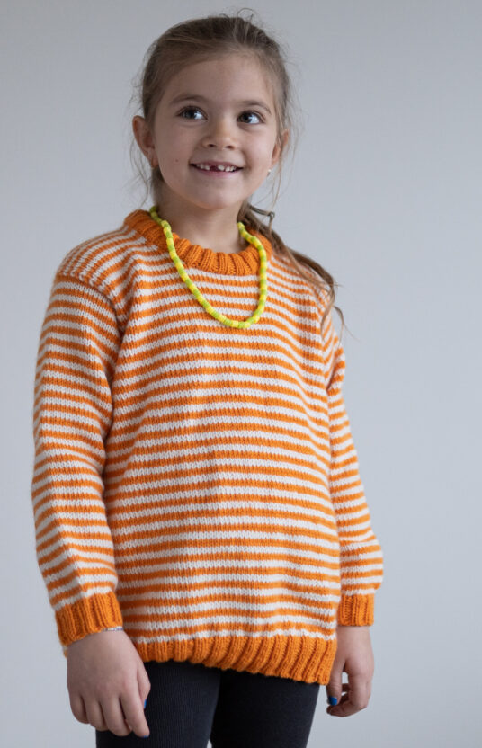 knitted sweater child with stripes pattern