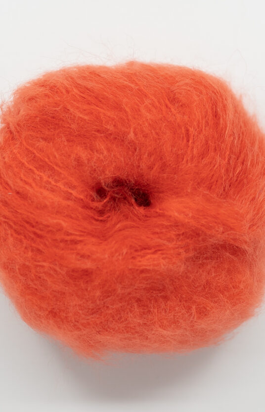 Bright red mohair yarn chunky