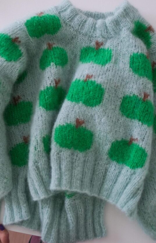 colorful knit sweater apple women