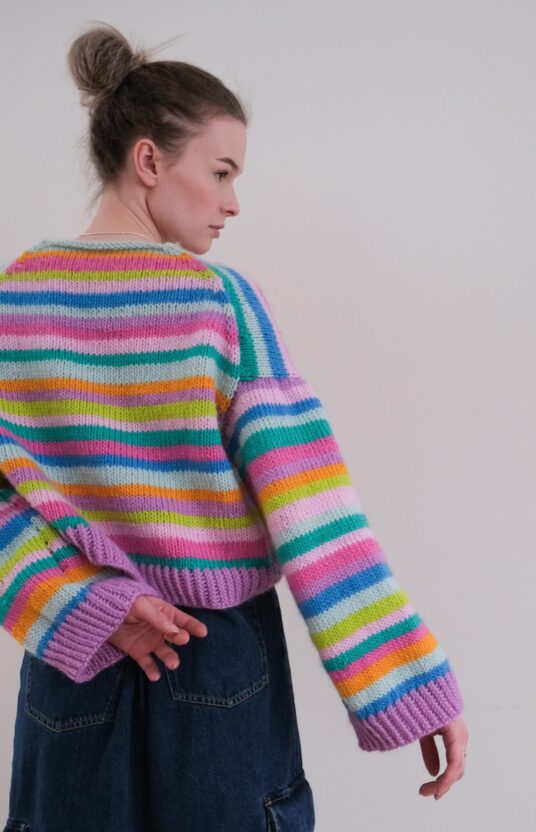 Knitted sweater women pattern stripes