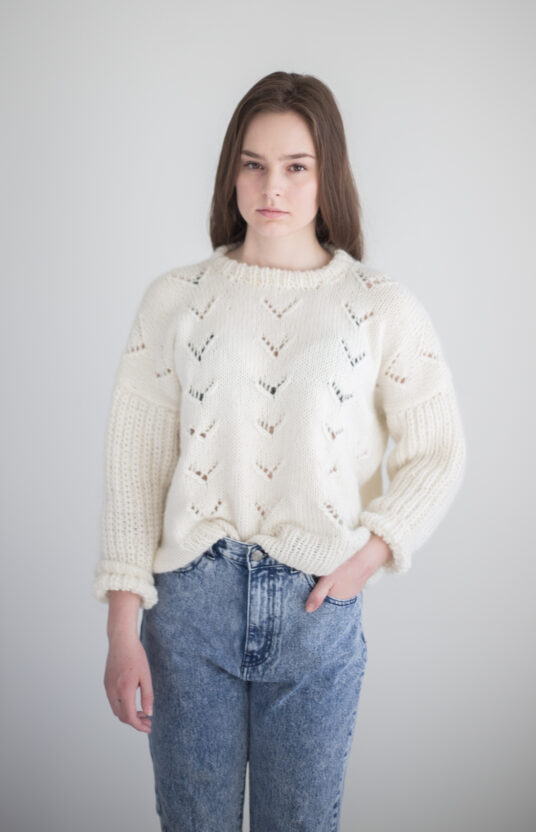 Knitting pattern women's sweater half brioche stitch pattern