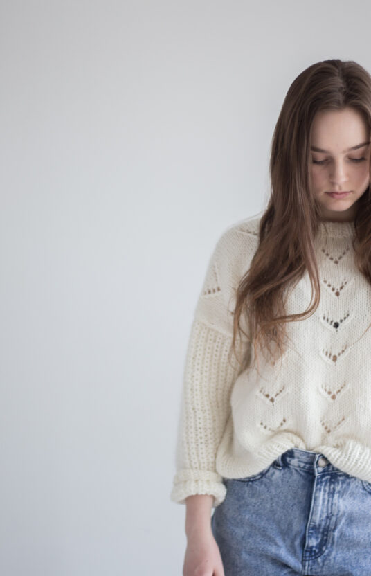 Knitting pattern women's sweater half brioche stitch pattern