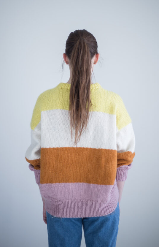 Striped sweater women knitting pattern