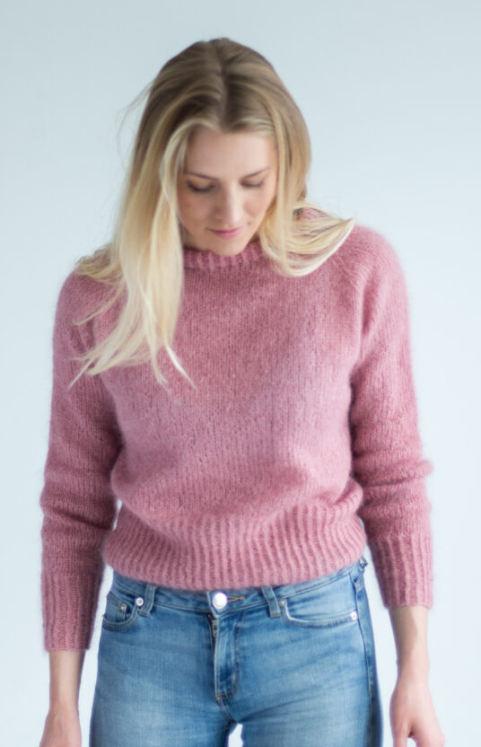 Knitting pattern simple sweater women raglan mohair