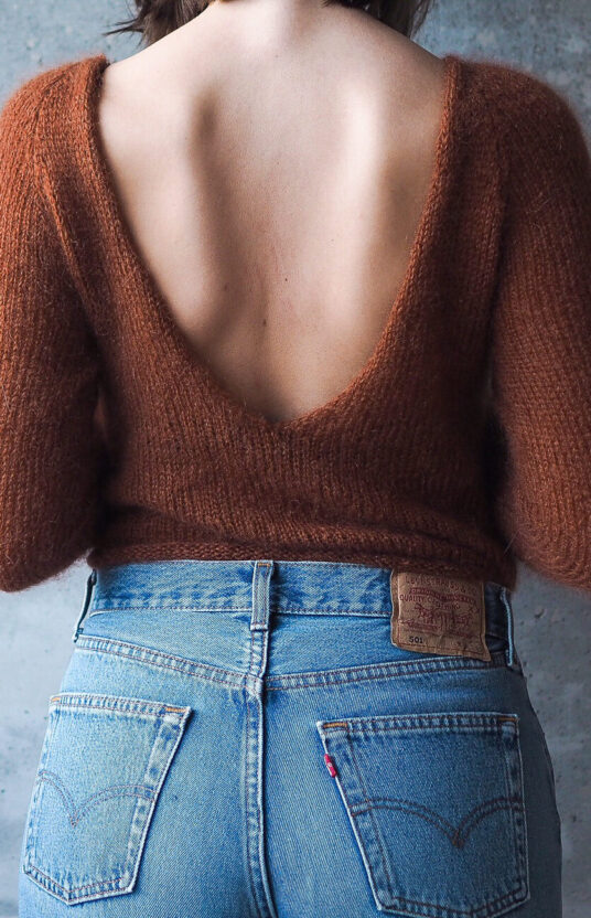 Open-back sweater knitting pattern