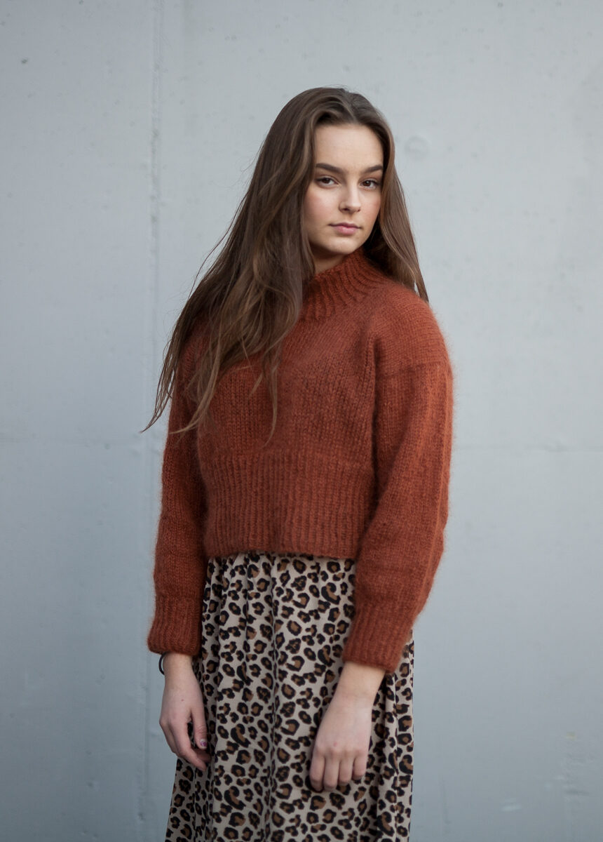 26567-Elvira-sweater-kit - HipKnitShop Turtleneck sweater women knitting pattern