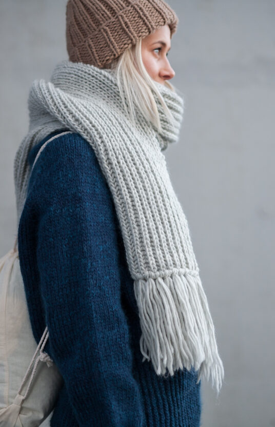 Brioche stitch scarf knitting kit