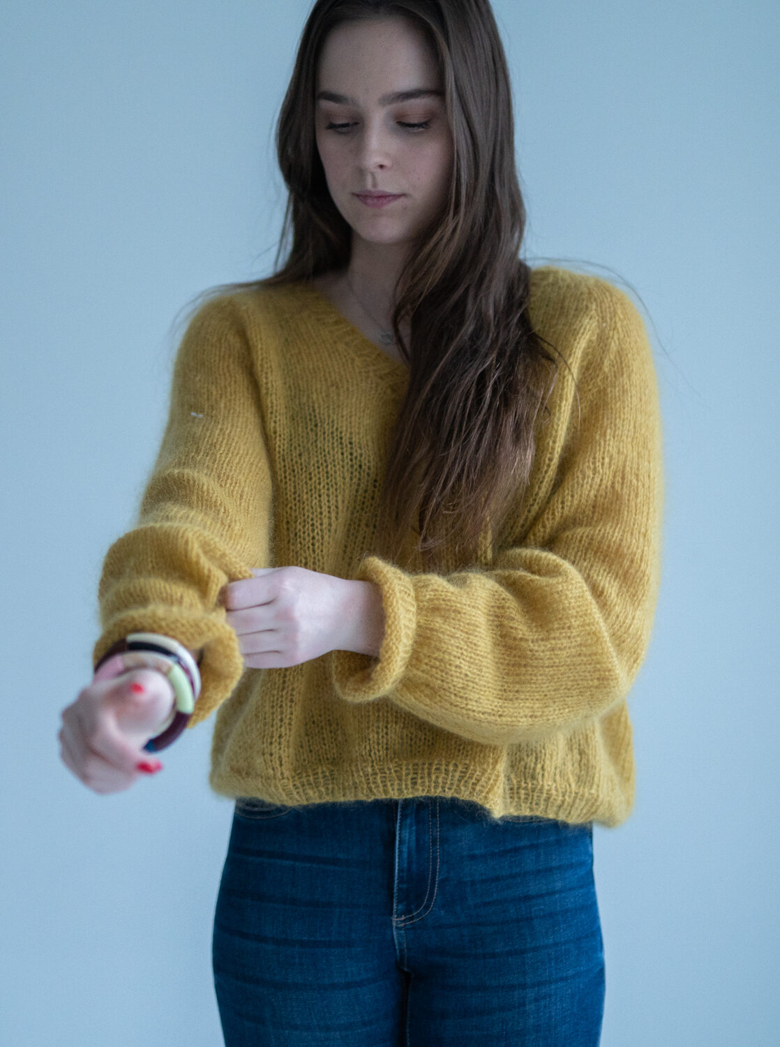 26915-Cotton Candy Sweater Kit-7 - HipKnitShop Pattern women's sweater v-neck