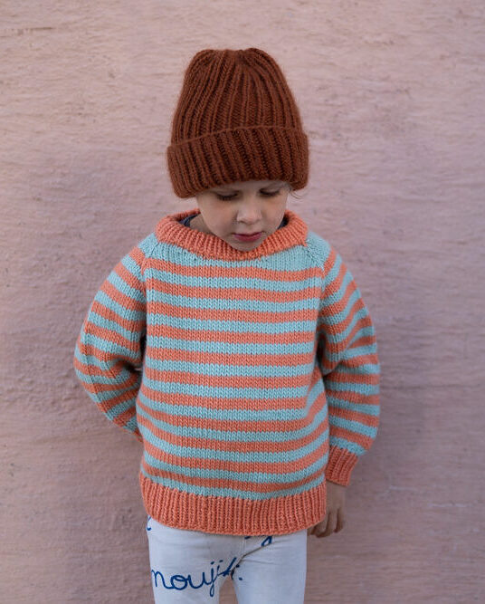 Striped sweater child knitting pattern