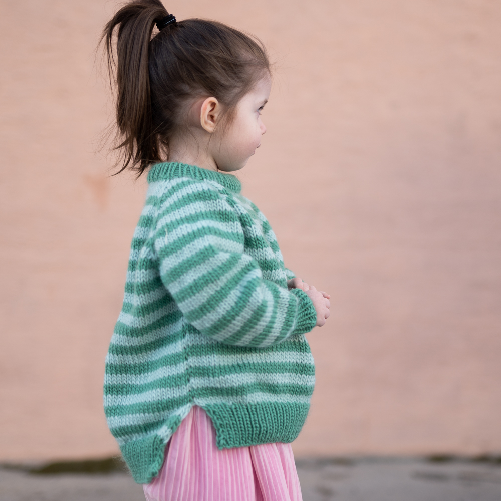 27383-Striped-Sweater-Kids-Kit - HipKnitShop Striped sweater child knitting pattern