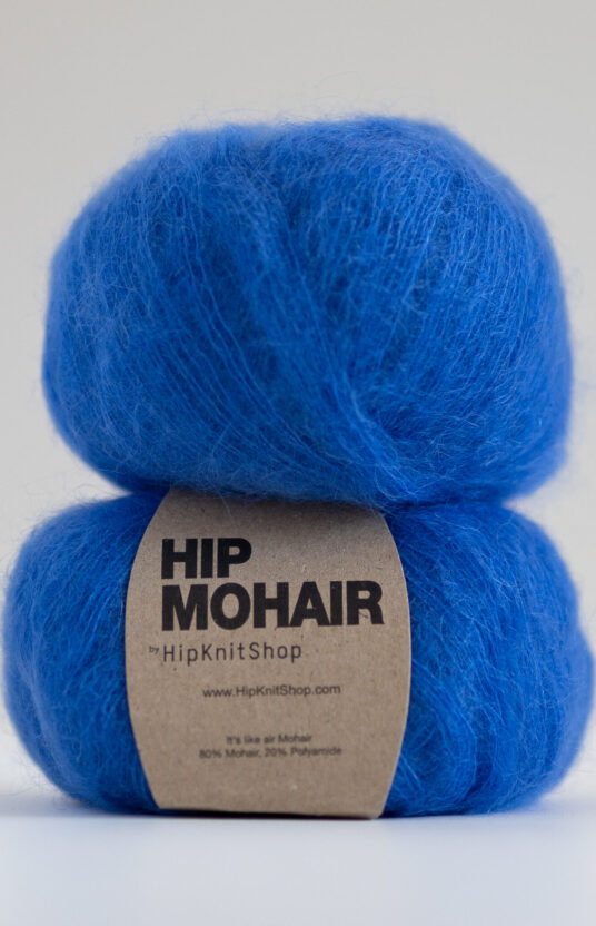 Bright blue mohair yarn