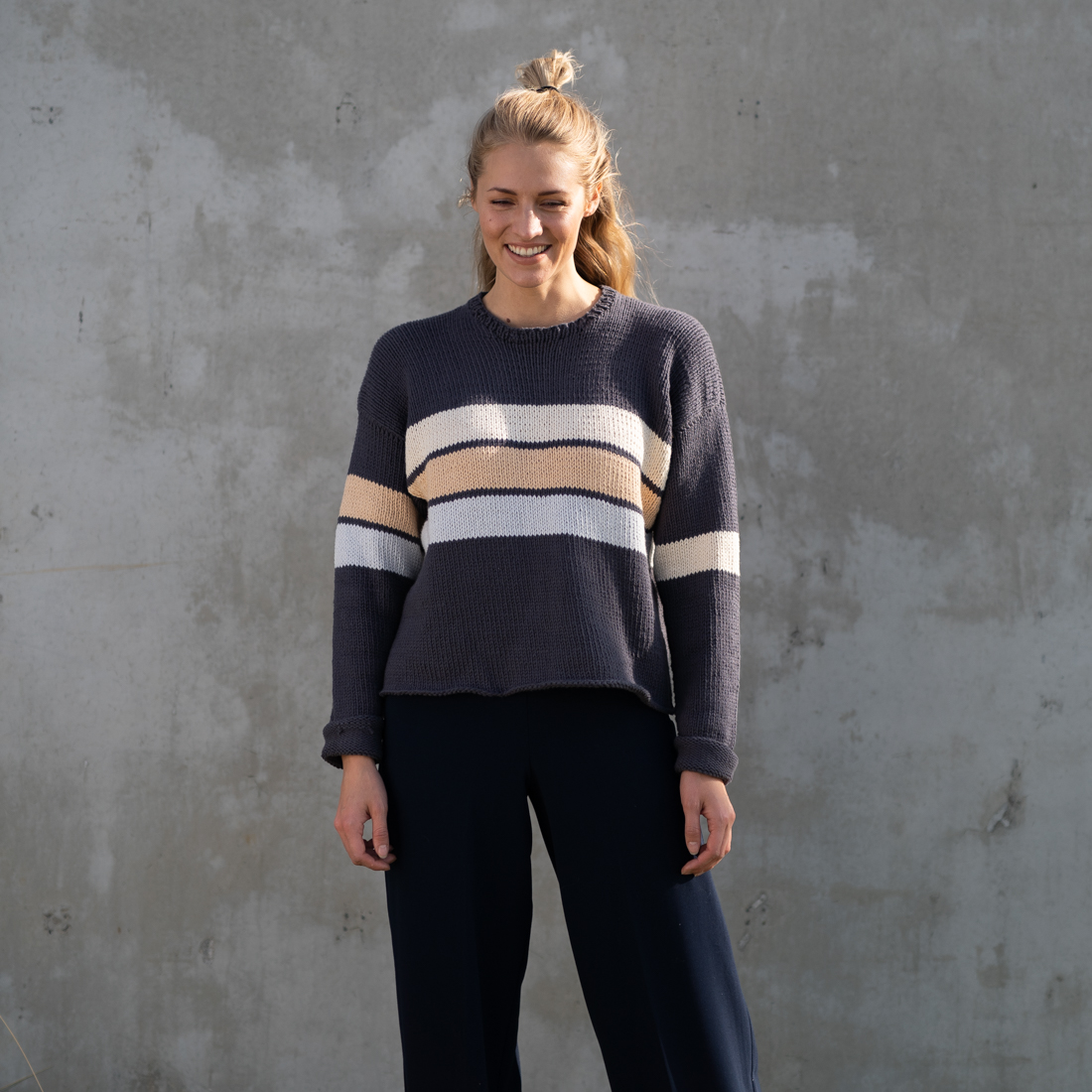 28030-Chloe-college-sweater-knitting-pattern - HipKnitShop Pattern for cotton sweater for women