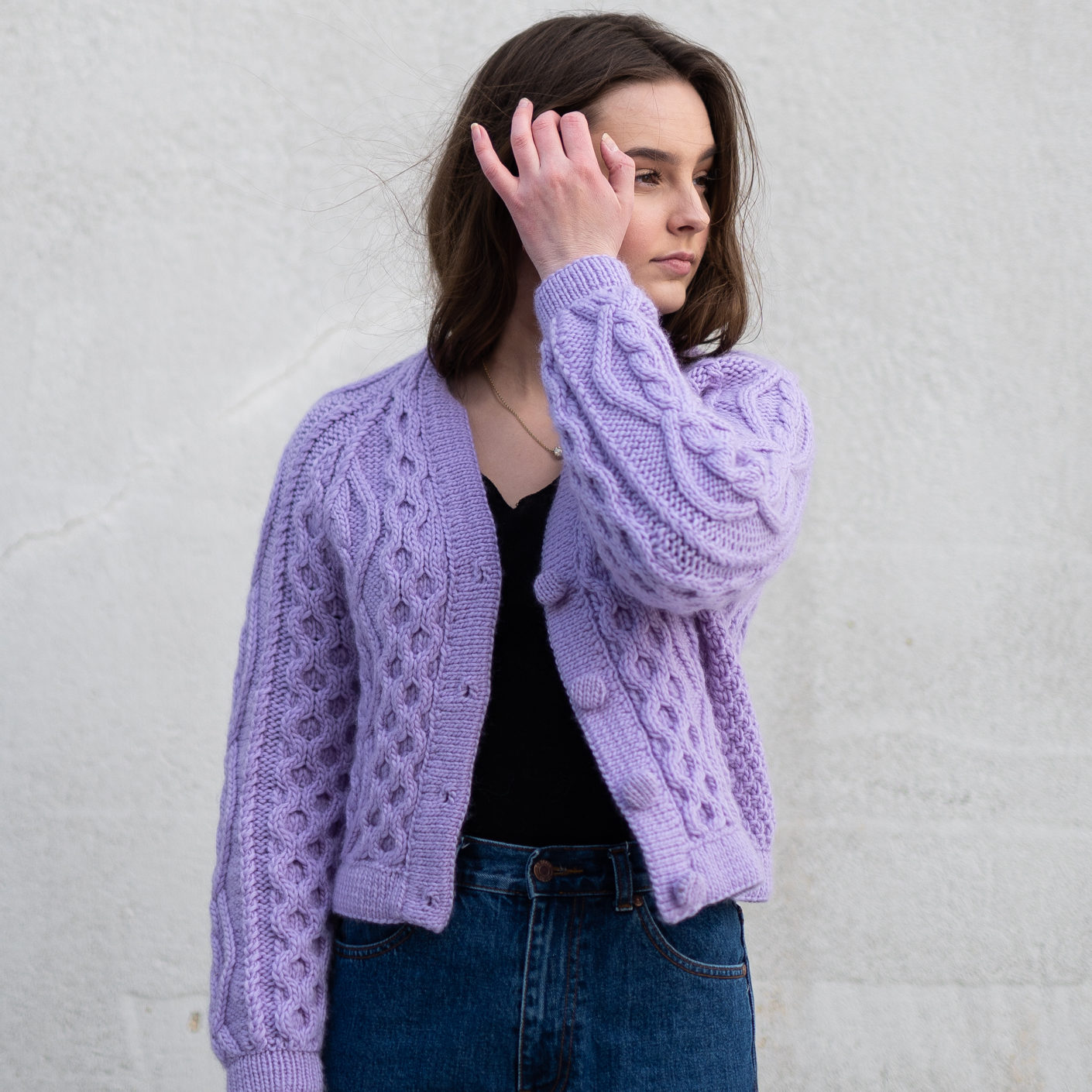 28828-Lavender-Cardigan-Kit - HipKnitShop Women's Knitted Cardigan Pattern