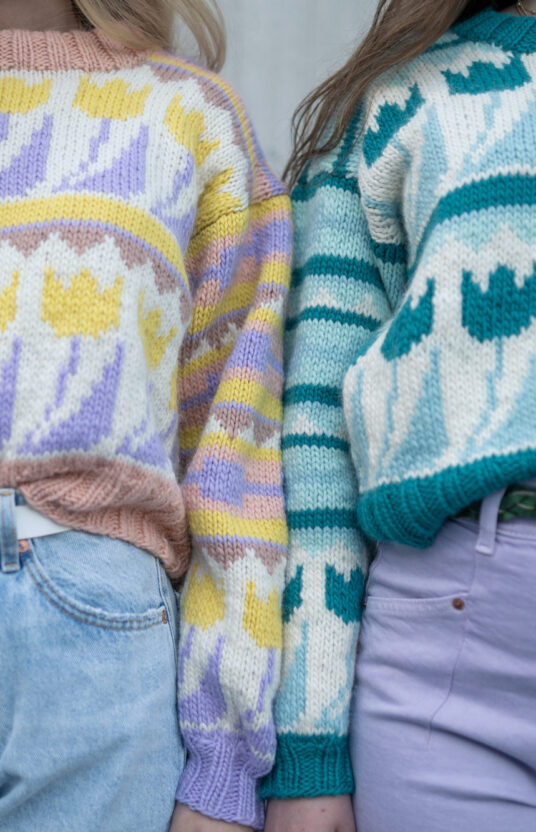 knitting pattern 80s sweater flowers