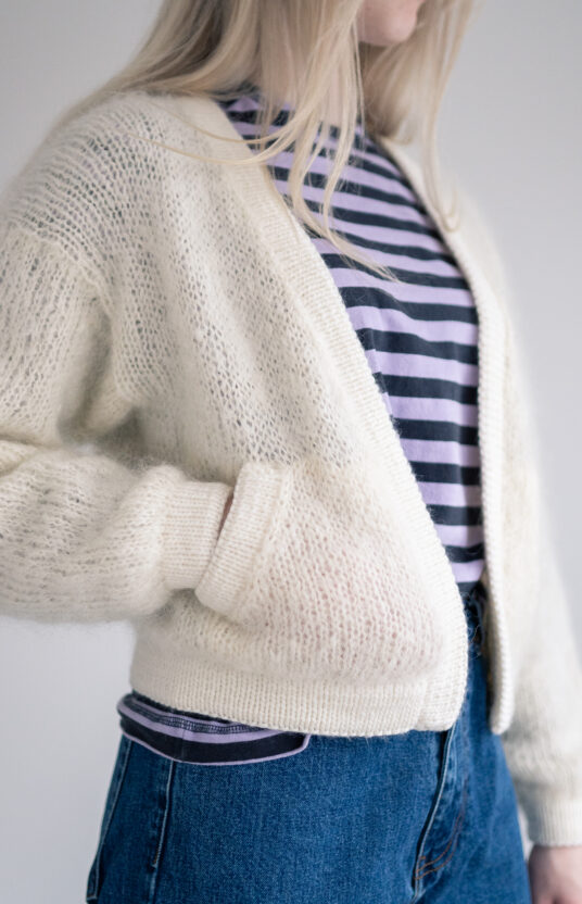 Knitted cardigan for women with pockets, mohair jacket, nice with a dress