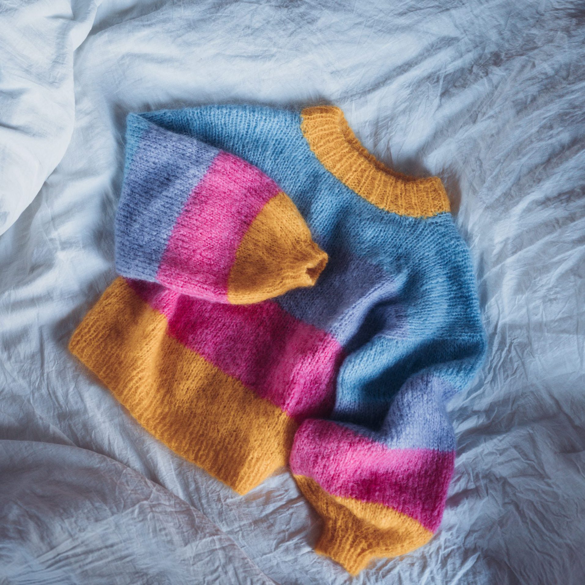 ChaCha Sweater Knitting Pattern - HipKnitShop Colorful fluffy knit sweater pattern for women