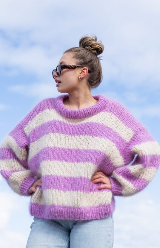 Mohair sweater with stripes, chunky, oversized.