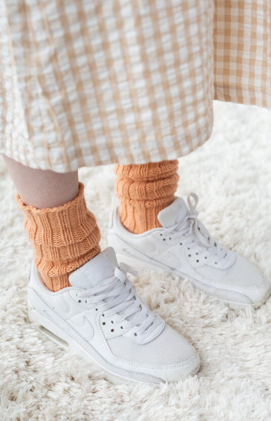 Knitted sock pattern in merino wool