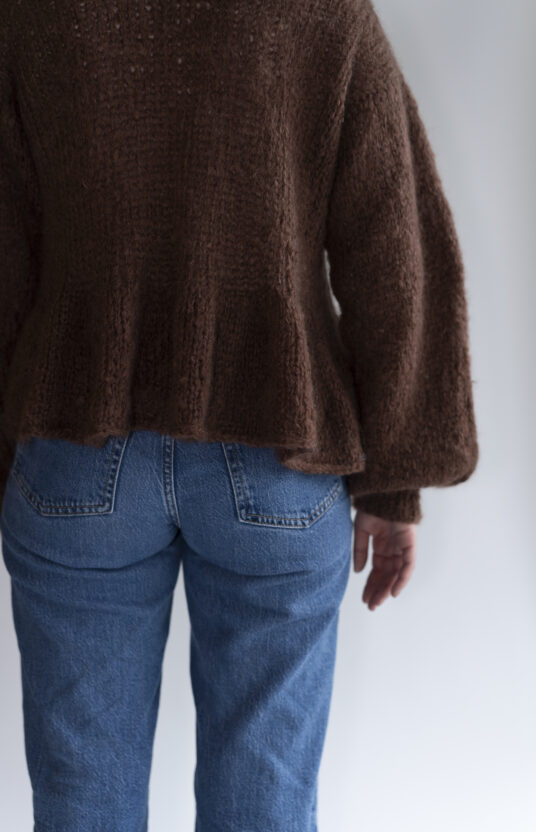 Cardigan with ruffle and drawstring, fine cardigan knitting pattern, women's jacket, mohair knitted jacket
