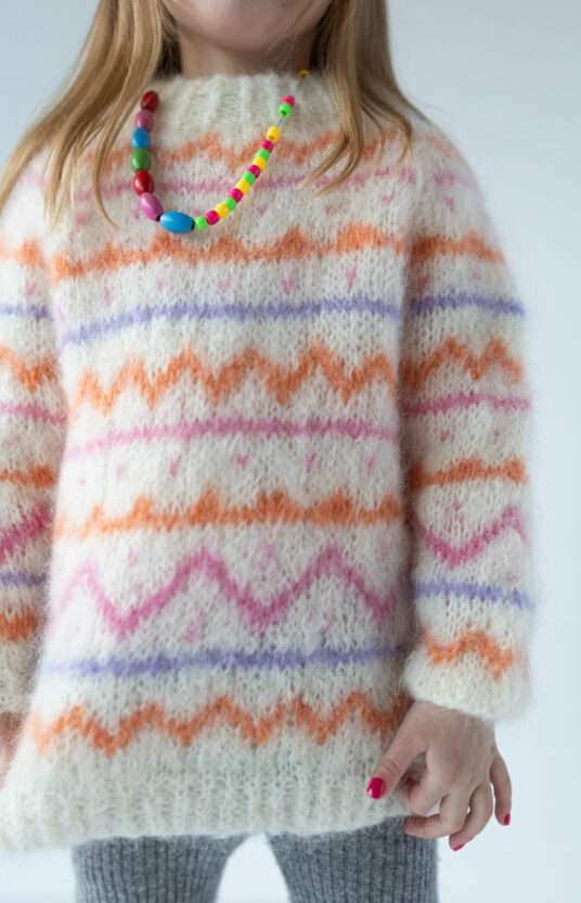 Knitted sweater girl with Tivoli pattern, children's knitwear