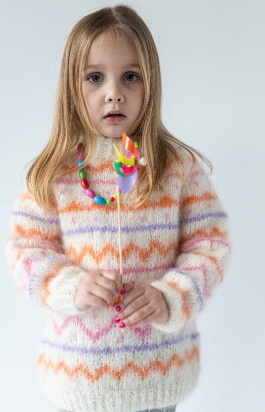 Knit for girl colorful patterned sweater