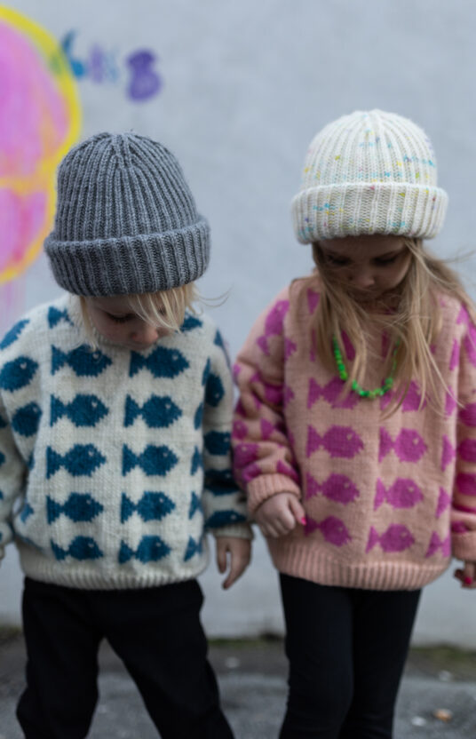Merino fisherman's rib knit hat for children