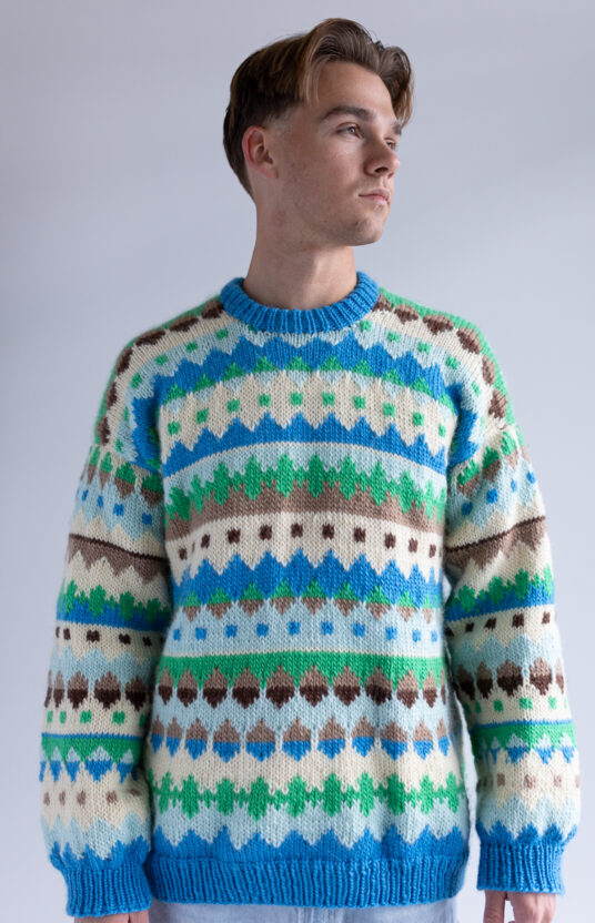Men's knitted sweater pattern, colorwork. Knitting for men