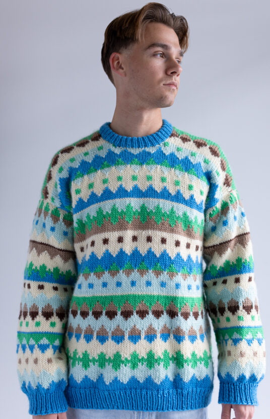 Men's knitted sweater pattern, colorwork. Knitting for men