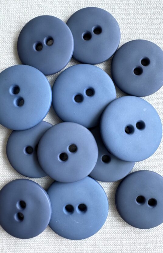 Blue matte plastic button