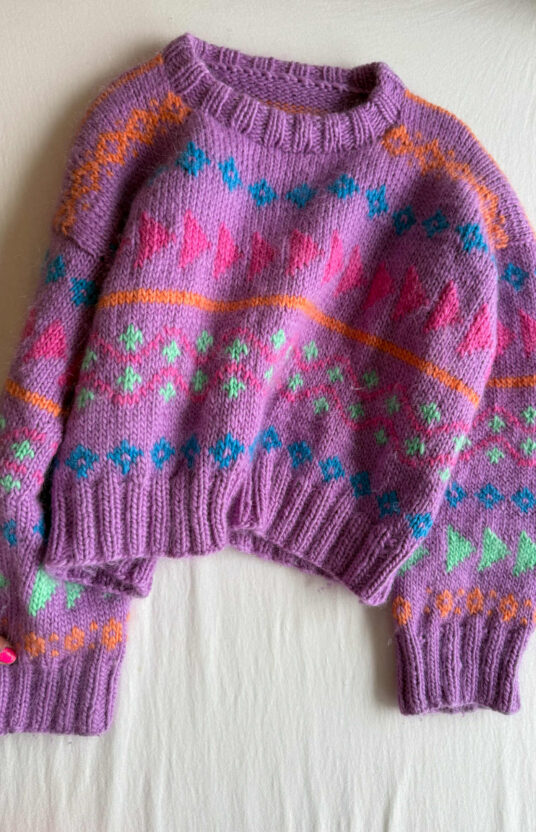 Knitted sweater with colors and pattern recipe mohair 80s sweater