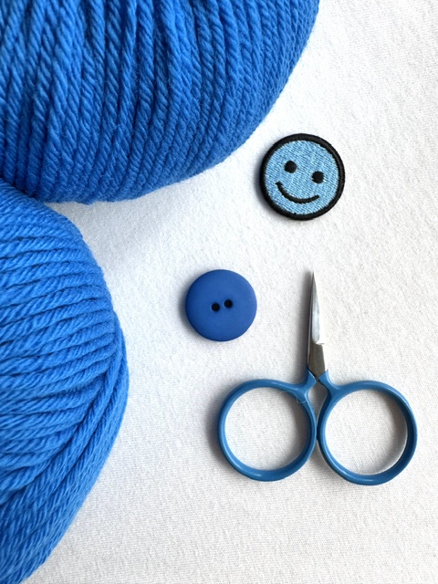 Deep blue matte plastic button
