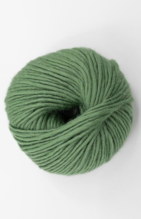 Olive green yarn knitting project thick needles. Wool yarn that doesn't itch. Hip Wool online store.