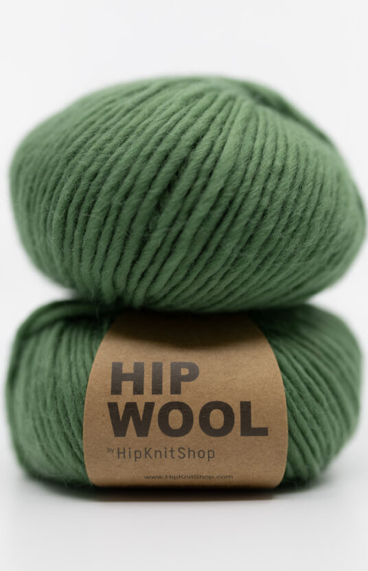 Olive green yarn knitting project thick needles. Wool yarn that doesn't itch. Hip Wool online store.