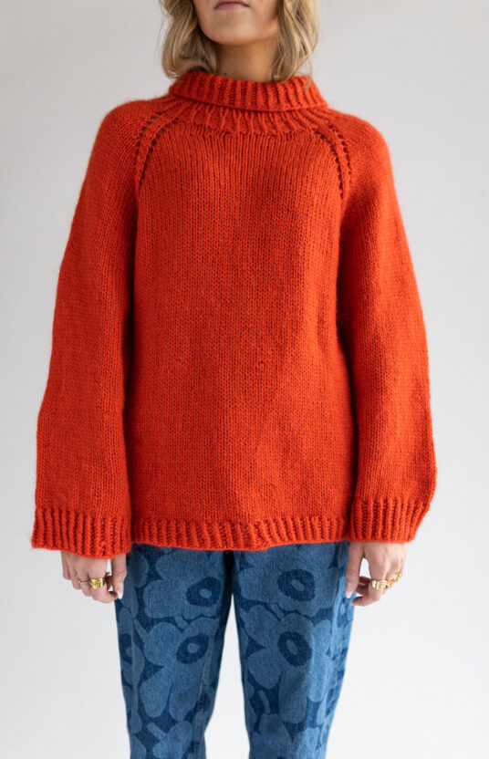 Knitted sweater high neck raglan knitting pattern simple sweater warm cozy sweater Hip Wool